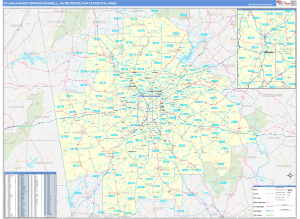 Atlanta-Sandy Springs-Roswell Metro Area Map Book Basic Style